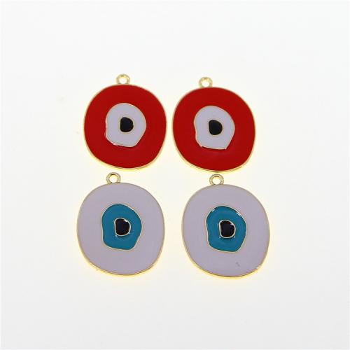 Evil Eye Anhänger, Zinklegierung, KC goldfarben plattiert, Modeschmuck & DIY & Emaille, keine, frei von Nickel, Blei & Kadmium, 32x25x2mm, ca. 100PCs/Tasche, verkauft von Tasche