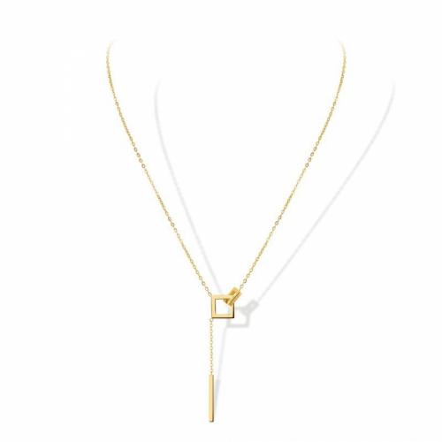 Collier d'acier titane, avec 5cm chaînes de rallonge, cadre, bijoux de mode & pour femme, doré, protéger l'environnement, sans nickel, plomb et cadmium, Longueur Environ 43 cm, Vendu par PC