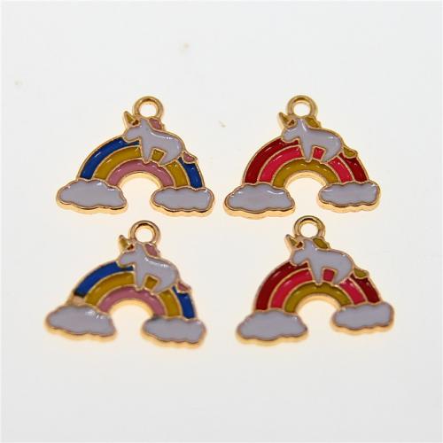 Zink legering emalje vedhæng, Zinc Alloy, Rainbow, KC guldfarve belagt, mode smykker & du kan DIY, flere farver til valg, nikkel, bly & cadmium fri, 20x17x2mm, Ca. 100pc'er/Bag, Solgt af Bag