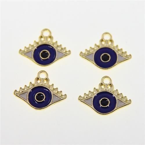 Evil Eye Pendler, Zinc Alloy, KC guldfarve belagt, mode smykker & du kan DIY & emalje, blandede farver, nikkel, bly & cadmium fri, 20x16x2mm, Ca. 100pc'er/Bag, Solgt af Bag