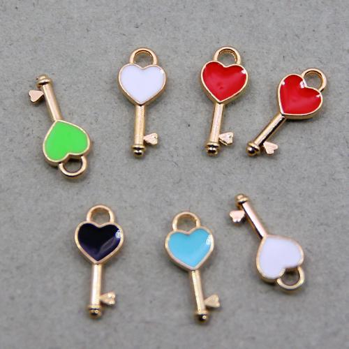 Zinc Alloy Enamel Pendants Key KC gold color plated fashion jewelry & DIY nickel lead & cadmium free Approx Sold By Bag