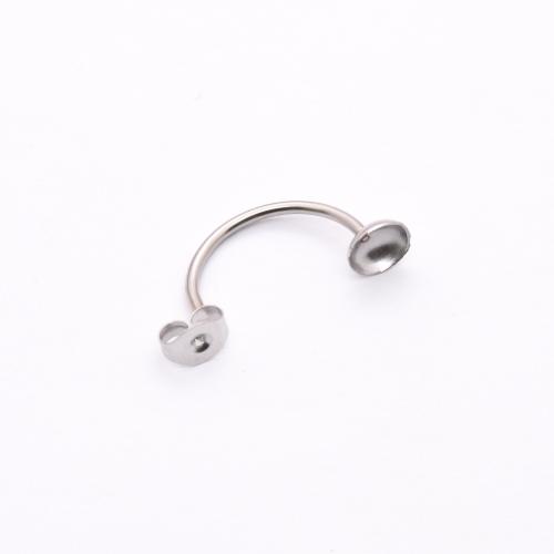 304 acciaio inox Polsino dell'orecchio Finding, lucido, DIY, colore originale, Venduto da PC