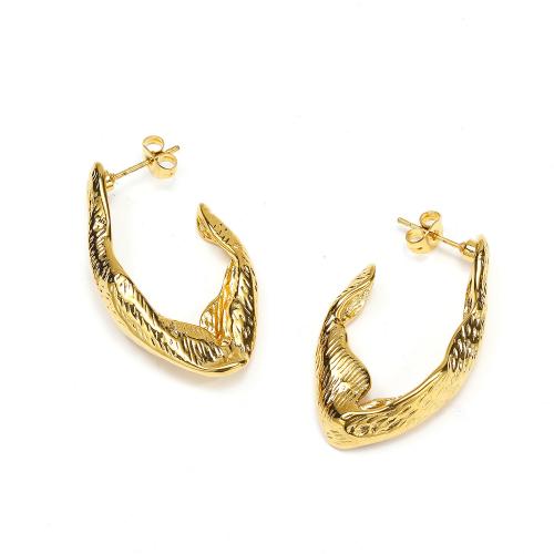 Tíotáiniam Cruach Earring, Cruach Tíotáiniam, 18K ór plátáilte, jewelry faisin & do bhean, órga, 37x22mm, Díolta De réir Péire