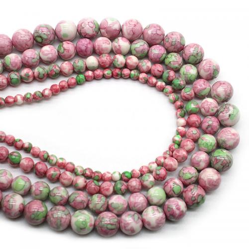 Rain Flower Stone Beads Round polished DIY Sold Per Approx 38 cm Strand