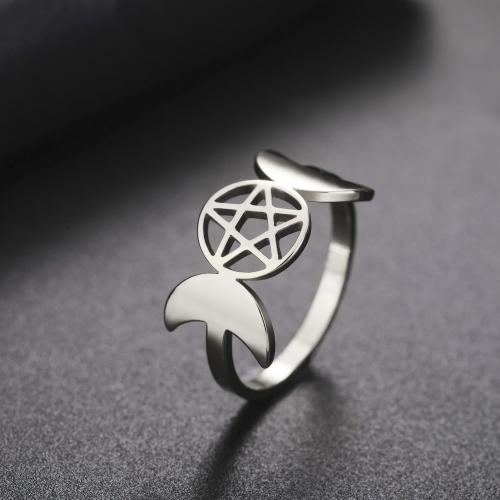 Titantium Cruach Finger Ring, Cruach Tíotáiniam, Star, plátáilte, méid éagsúla do rogha & do bhean & log, dathanna níos mó le haghaidh rogha, Díolta De réir PC