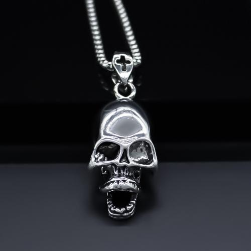 Cink ötvözet Skull Medálok, Koponya, galvanizált, DIY, ezüst, nikkel, ólom és kadmium mentes, 18x47mm, Által értékesített PC