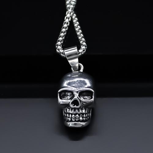 Sinc Alloy Skull Pendants, Blaosc, plátáilte, DIY, airgid, nicil, luaidhe & caidmiam saor in aisce, 13x26mm, Díolta De réir PC