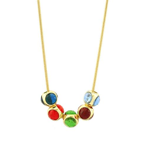 Collier en laiton, avec cristal, fait à la main, pour femme, plus de couleurs à choisir, Longueur 60 cm, Vendu par PC