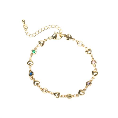 Pulseras de latón, metal, micro arcilla de zirconia cúbica & para mujer, multicolor, longitud aproximado 16-22 cm, Vendido por UD