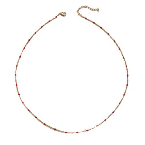 Collier d'acier titane, Placage, pour femme & émail, plus de couleurs à choisir, Longueur Environ 41-50 cm, Vendu par PC