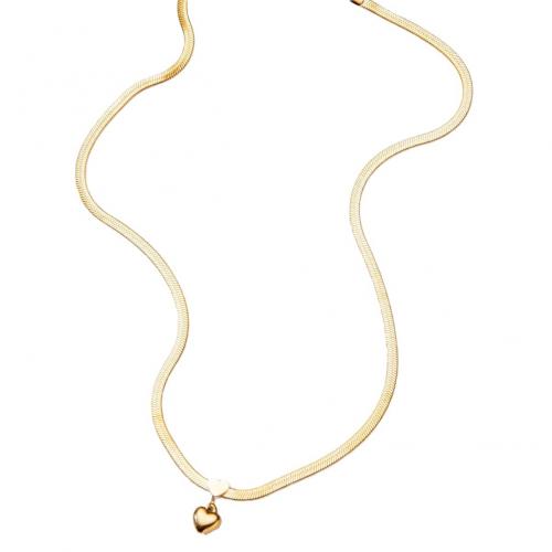 Collier d'acier titane, avec 5cm chaînes de rallonge, coeur, Placage, pour femme, doré, Longueur 45 cm, Vendu par PC