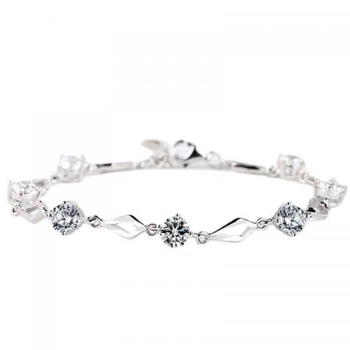 Cupronikkel Armband, Rhombus, geplatineerd, voor vrouw & met strass, meer kleuren voor de keuze, Lengte Ca 6-8 inch, Verkocht door PC