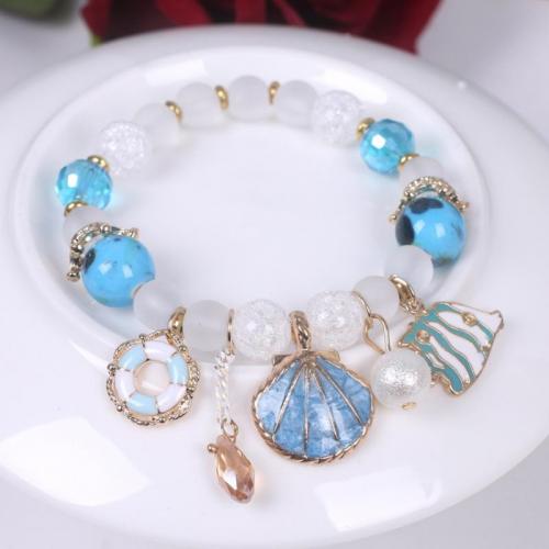 Cristal Pulsera, con Porcelana & aleación de zinc, hecho a mano, Estilo coreano & diseño océano & para mujer & esmalte, más colores para la opción, longitud aproximado 6-7 Inch, Vendido por UD