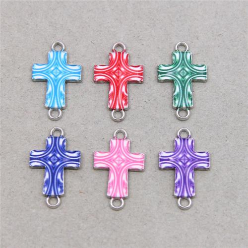 Zinc Alloy Connector Cross platinum color plated fashion jewelry & DIY & enamel & 1/1 loop nickel lead & cadmium free Approx Sold By Bag