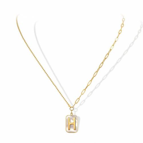 Collier d'acier titane, avec coquille blanche, avec 5cm chaînes de rallonge, rectangle, bijoux de mode & pour femme, blanc, protéger l'environnement, sans nickel, plomb et cadmium, 17mm, Longueur Environ 46 cm, Vendu par PC