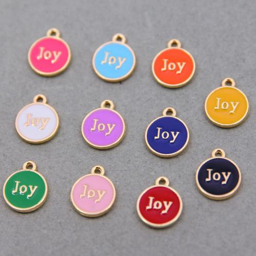 Zinc Alloy Enamel Pendants Flat Round KC gold color plated fashion jewelry & DIY nickel lead & cadmium free Approx Sold By Bag