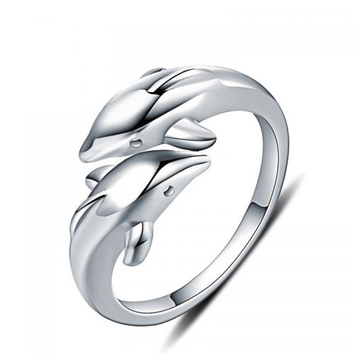 Sterling Silver smycken finger ring, 925 sterling silver, Dolphin, polerad, mode smycken & för kvinna, nickel, bly och kadmium gratis, Storlek:7, Säljs av PC