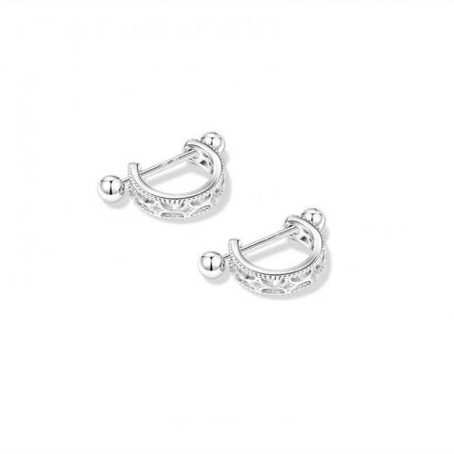 Pendientes de Micro Pavé de Zirconía Cúbica en Plata de Ley, Plata de ley 925, Joyería & micro arcilla de zirconia cúbica & para mujer, libre de níquel, plomo & cadmio, 18mm, Vendido por Par