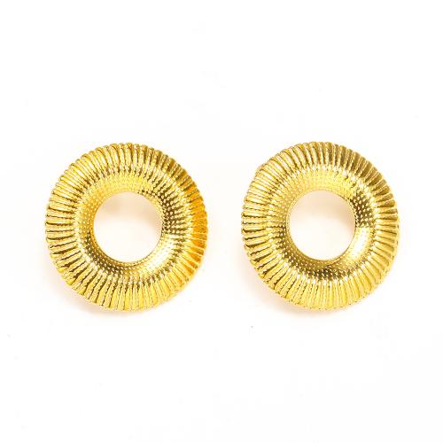 Titanium Aço Brinco, Partículas de aço, joias de moda & para mulher, dourado, 25mm, vendido por par