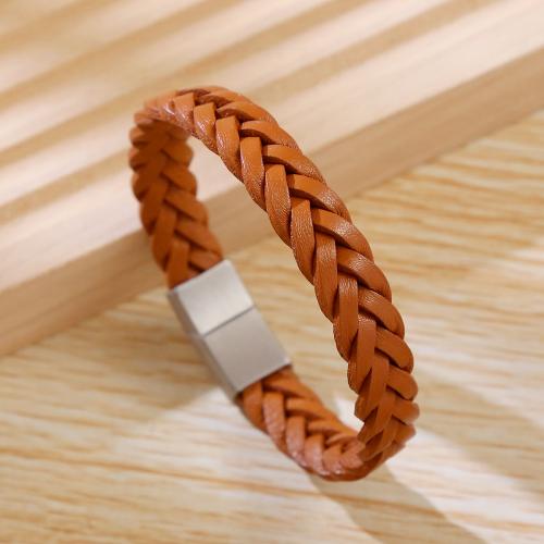 PU Leather Cord Bracelets with 304 Stainless Steel vintage & for man Sold By PC