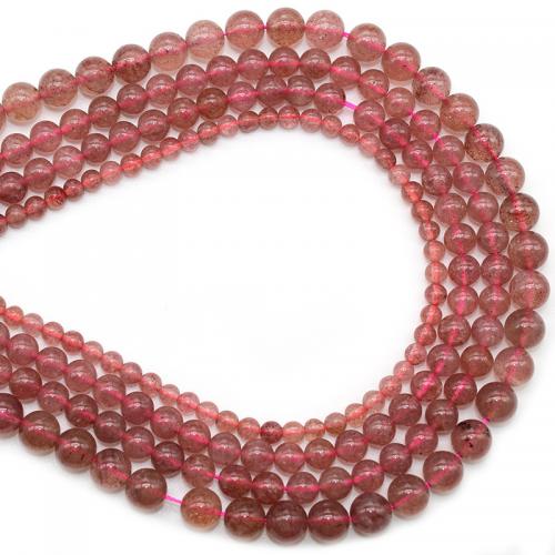 Natuurlijke Quartz sieraden kralen, Strawberry Quartz, Ronde, gepolijst, DIY & verschillende grootte voor keus, rood, Per verkocht Ca 38 cm Strand