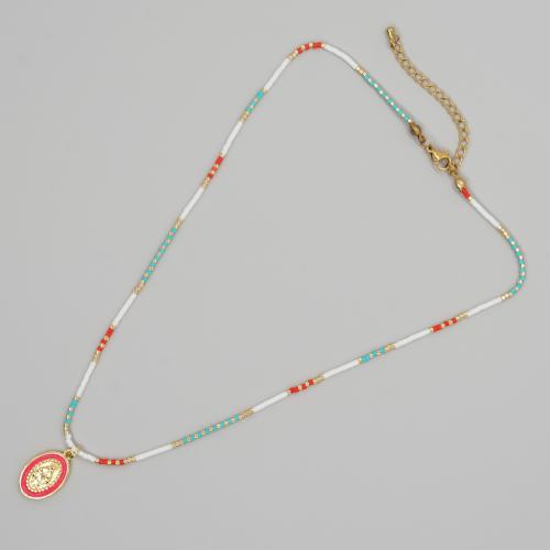 Collier Halloween, verre, avec alliage de zinc, cadre, Placage de couleur d'or, pour femme & émail, couleurs mélangées, Longueur 42 cm, Vendu par PC