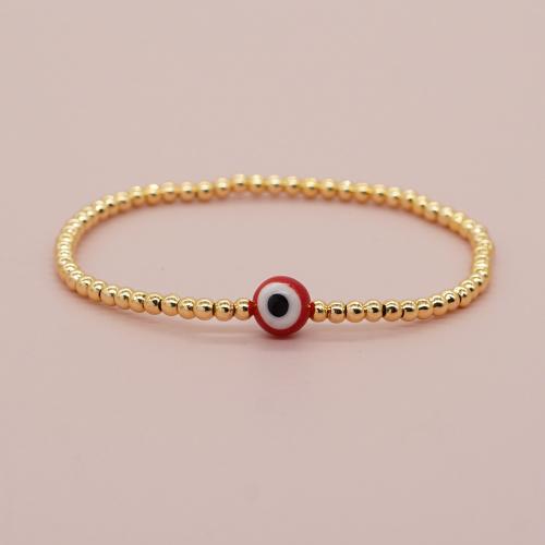 Bracelet Evil Eye bijoux, alliage de zinc, Rond, Placage de couleur d'or, motif de mauvais œil & pour femme, plus de couleurs à choisir, protéger l'environnement, sans nickel, plomb et cadmium, Longueur 17.5 cm, Vendu par PC