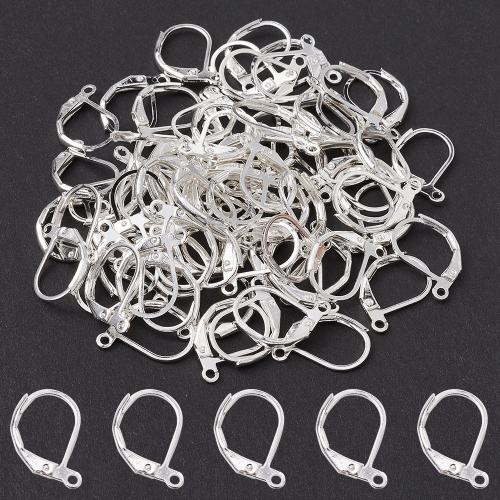 Zinc Alloy Håndtaget tilbage Øreringe Wires, sølvfarvet forgyldt, du kan DIY, nikkel, bly & cadmium fri, 100pc'er/Bag, Solgt af Bag