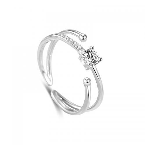 Zircon cubique Micro Pave Sterling Silver Rings, argent sterling 925, Placage, pavé de micro zircon & pour femme, plus de couleurs à choisir, Vendu par PC