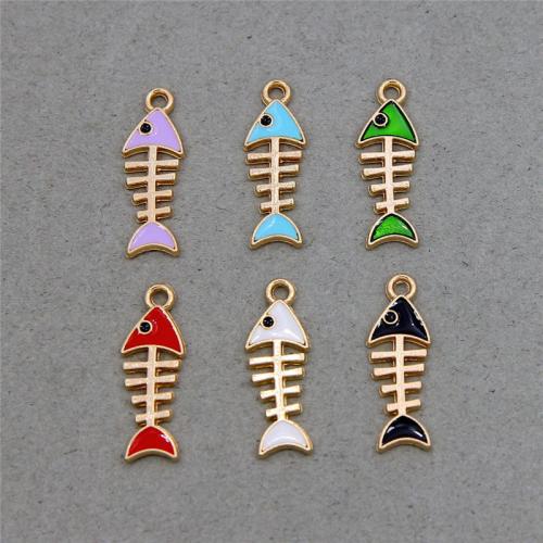 Zinc Alloy Enamel Pendants Fish Bone plated fashion jewelry & DIY nickel lead & cadmium free Approx Sold By Bag