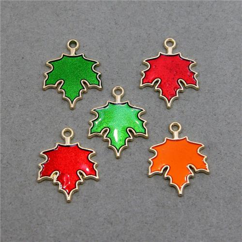 Zink legering emalje vedhæng, Zinc Alloy, Maple Leaf, KC guldfarve belagt, mode smykker & du kan DIY, flere farver til valg, nikkel, bly & cadmium fri, 24x19x2mm, Ca. 100pc'er/Bag, Solgt af Bag