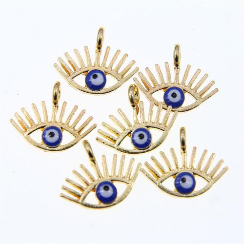 Evil Eye Anhänger, Zinklegierung, KC goldfarben plattiert, Modeschmuck & DIY & Emaille & hohl, blau, frei von Nickel, Blei & Kadmium, 17x14x3mm, ca. 100PCs/Tasche, verkauft von Tasche