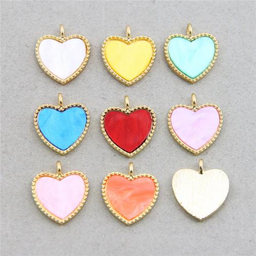 Colgantes de Aleación de Zinc en Forma de Corazón, con Acrílico, chapado en oro KC, Joyería & Bricolaje, más colores para la opción, libre de níquel, plomo & cadmio, 18x16x3mm, aproximado 100PCs/Bolsa, Vendido por Bolsa