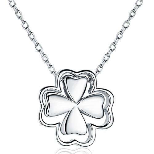 Sterling Silver Náhrdelníky, 925 Sterling Silver, s 5cm extender řetězce, Four Leaf Clover, módní šperky & pro ženy, nikl, olovo a kadmium zdarma, Délka Cca 40 cm, Prodáno By PC