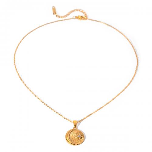 Chaîne en acier inoxydable Collier Sweater, Acier inoxydable 304, avec 5cm chaînes de rallonge, Plaqué or 18K, bijoux de mode & pour femme & avec strass, doré, 17.80mm, Longueur Environ 40 cm, Vendu par PC