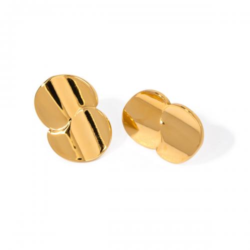 Titanium Steel  Earring 18K gold plated fashion jewelry & for woman golden Sold By Pair