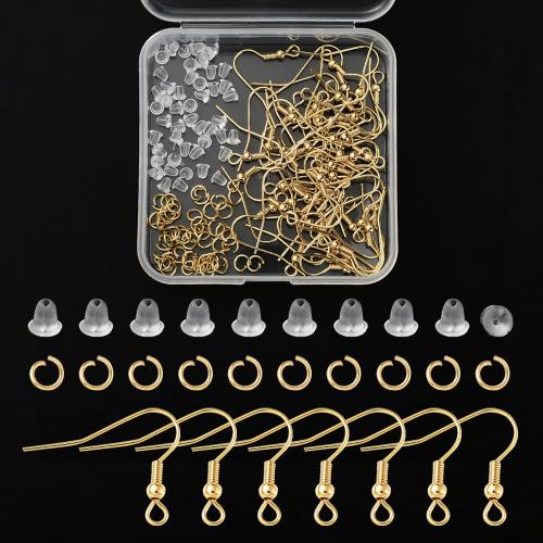 Zinc Alloy Ørering Finde Set, med Plastboks, guldfarve belagt, du kan DIY, blandede farver, nikkel, bly & cadmium fri, 29.10x17x72mm, 50pc'er/Box, Solgt af Box