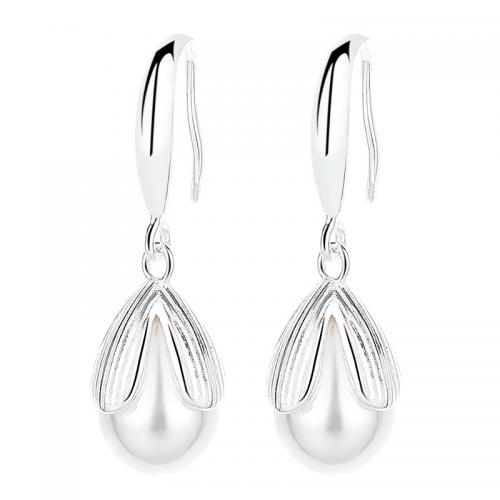 925 Sterling Silver Drop & Dangle Brincos, 925 prata esterlina, banhado, para mulher, prateado, 26.50x8.20mm, vendido por par