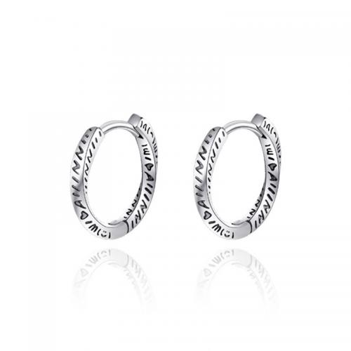 925 Sterling hopea Hoop korvakorusta, 925 Sterling Silver, päällystetty, Unisex, platina väri, 14.60x16mm, Myymät Pair