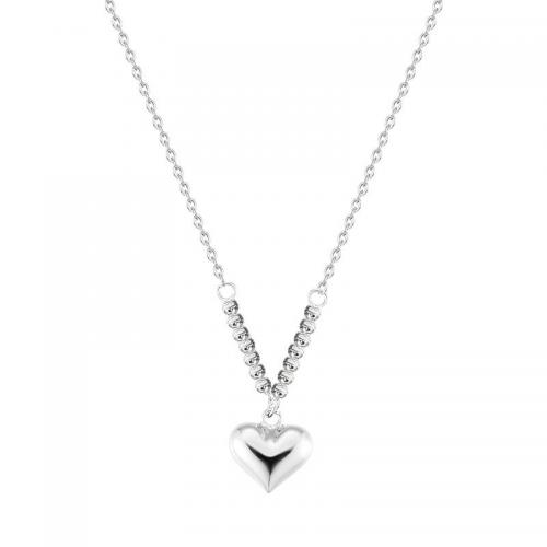 Collares de Plata Esterlina, plata de ley 925, con 5CM extender cadena, Corazón, pulido, para mujer, plateado, longitud aproximado 40 cm, Vendido por UD