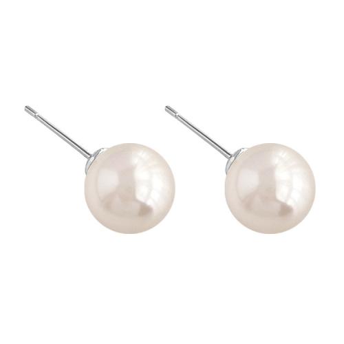 Sterling Silver Κοσμήματα Σκουλαρίκι, 925 Sterling Silver, με Shell Pearl, γυαλισμένο, διαφορετικό μέγεθος για την επιλογή & για τη γυναίκα, το χρώμα της πλατίνας, Sold Με Ζεύγος