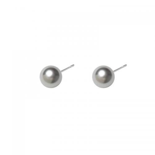 Sterling Silver Jewelry Earring, 925 Sterling Silver, le Pearl Plaisteacha, snasta, méid éagsúla do rogha & do bhean, liath, Díolta De réir Péire