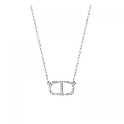 Kubieke Zircon Micro effenen Sterling zilveren ketting, 925 Sterling Zilver, met 5CM extender keten, gepolijst, micro pave zirconia & voor vrouw, meer kleuren voor de keuze, Lengte Ca 40 cm, Verkocht door PC