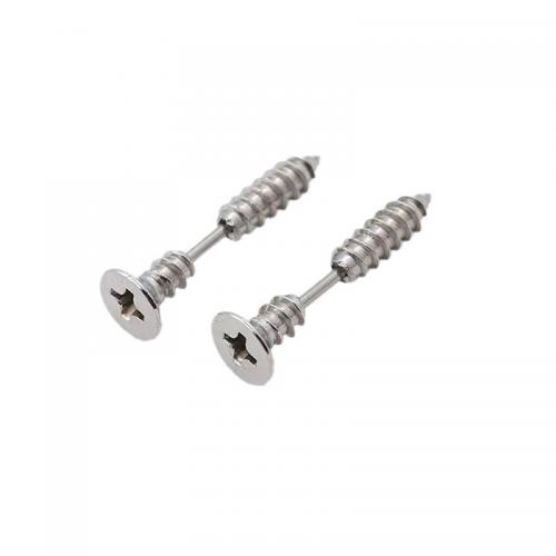 Stainless Steel Stud fülbevaló, 304 rozsdamentes acél, Csavar, galvanizált, egynemű, ezüst, Által értékesített pár