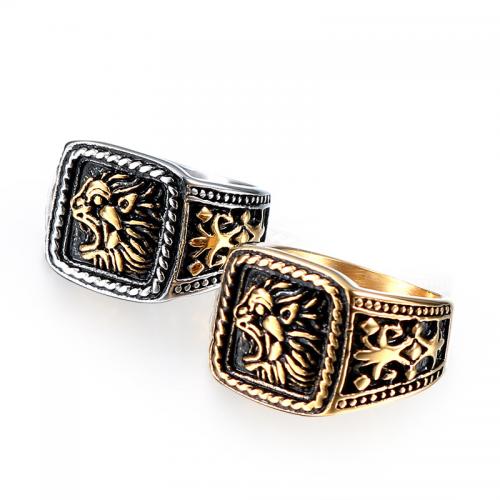 Acier inoxydable 316 bague, lion, Placage, Vintage & normes différentes pour le choix & pour homme & émail, plus de couleurs à choisir, Taille:8-11, Vendu par PC