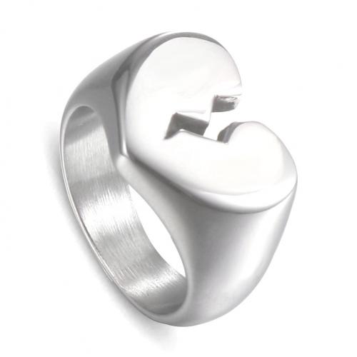 Acier inoxydable 316 bague, coeur, Polis à la main, normes différentes pour le choix & pour femme, couleur originale, Taille:6-9, Vendu par PC