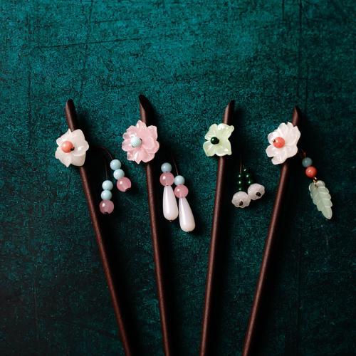 Hair Stick Lampwork with Wood & Zinc Alloy vintage & for woman 180mm Sold By PC