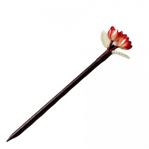 Hair Stick Lampwork with Wood & Zinc Alloy vintage & for woman 180mm Sold By PC