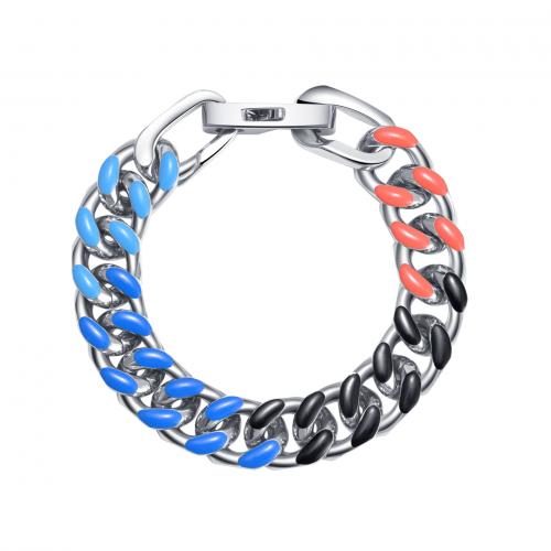 Pulseira de aço titânio, Partículas de aço, joias de moda & comprimento diferente para a escolha & para o homem & esmalte, Mais cores pare escolha, níquel, chumbo e cádmio livre, 14mm, vendido por PC