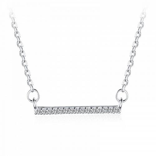 Sterling Silver Κολιέ, 925 ασημένιο ασήμι, με 5cm επεκτατικού αλυσίδας, κοσμήματα μόδας & για τη γυναίκα & με στρας, νικέλιο, μόλυβδο και κάδμιο ελεύθεροι, Μήκος Περίπου 45 cm, Sold Με PC